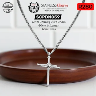 Stainless Steel Curb Chain with Nails Cross Pendant - SCPDN059