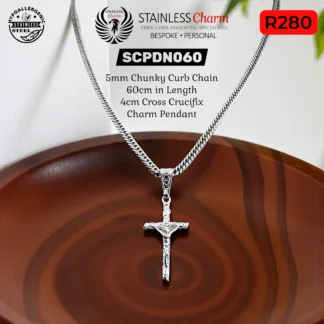 Stainless Steel Curb Chain with Crucifix Cross Pendant - SCPDN060