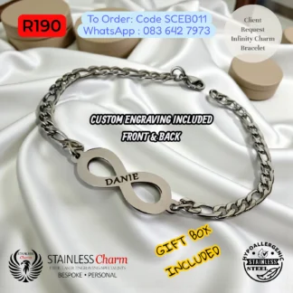 Infinity Charm Engraving Bracelet - SCEB011