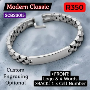 SCBSS015 Stainless Steel Medical Alert Modern Classic Bracelet - MedAlert SA