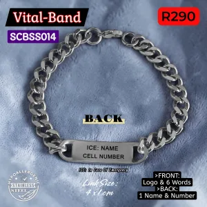 SCBSS014 Stainless Steel Medical Alert Vital-Band Bracelet - MedAlert SA