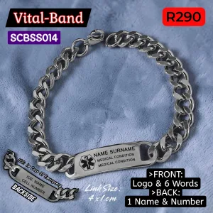 SCBSS014 Stainless Steel Medical Alert Vital-Band Bracelet - MedAlert SA
